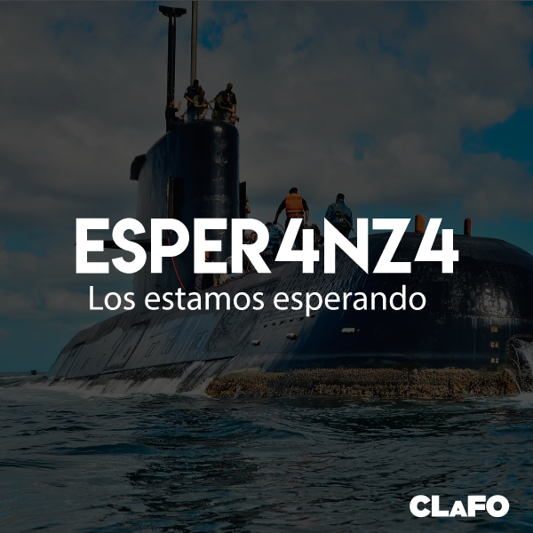CLAFO_ok's tweet photo. CLAFO Internacional se une al grito de ESPER4ANZ4 por la tripulación del #ARASanJuan en el submarino. 
No nos demos por vencidos, estamos juntos y vamos a recorrer este camino hasta el final. https://t.co/qqVxvdLH7Z