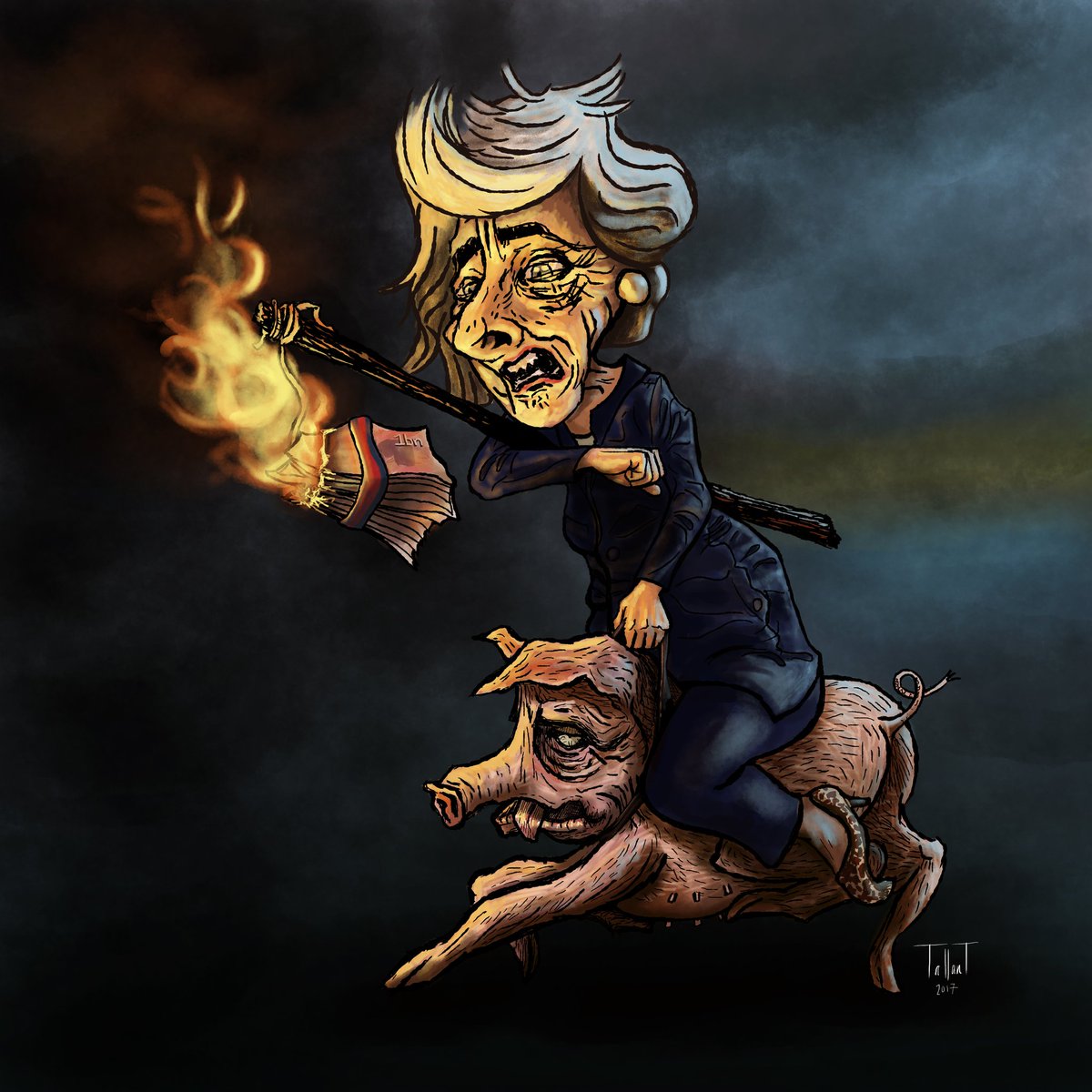 otherhq's tweet photo. Theresa May riding a pig (in the shape of the UK)
#spoof #cartoon #caricature #politicalcartoon #gouaille #conservatives #TheresaMay #brexit #dup https://t.co/3T0KraMKZg