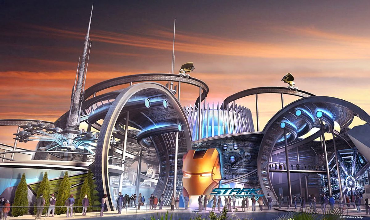 ThemeParkArt's tweet photo. “Stark Expo” 2000s #ChimeraDesign #Dubai #neverbuilt #MarvelEntertainment #AAG #conceptart #themeparks #themeparkart #themeddesign #themedentertainmentdesign #IronMan #TonyStark #StarkExpo https://t.co/xbBPSRzgNx