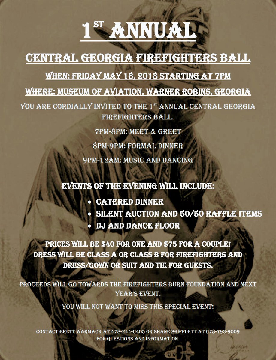 ffshifflett's tweet photo. Make plans to attend the Central Georgia Firefighters Ball #fire #gafire @ATLFireRescue @HenryCoFireDept @cobbcountyfire @GSFA1 https://t.co/9g2FY4mhUq
