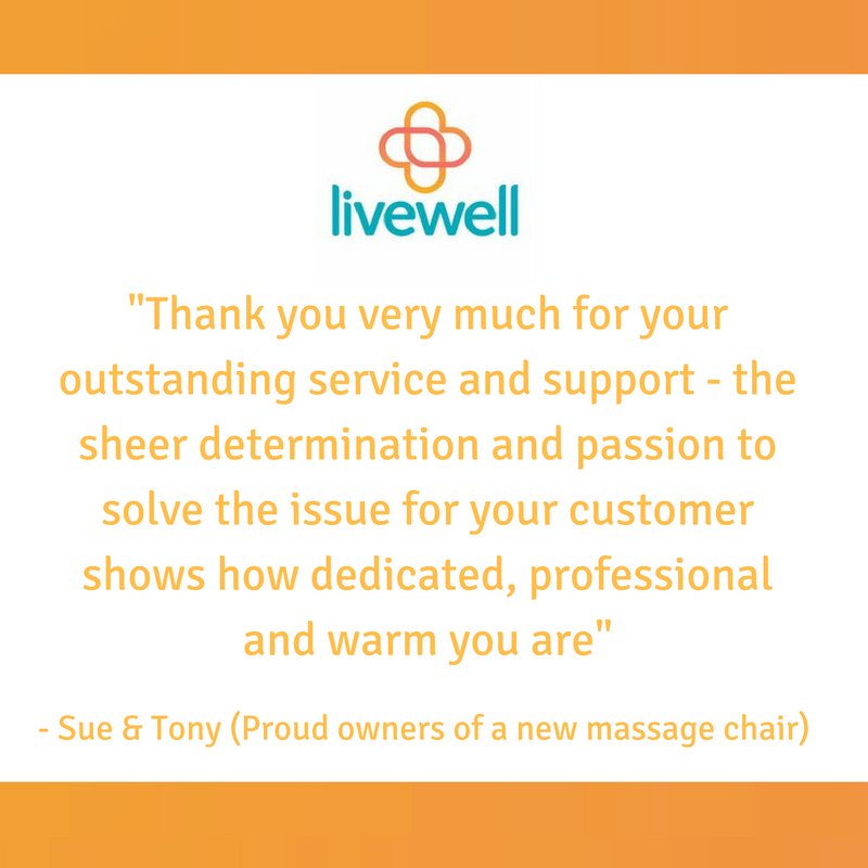 Livewell_today's tweet photo. We love to hear all of our customers #feedback! #testimonials #customerservice https://t.co/mLSM6kQCJA