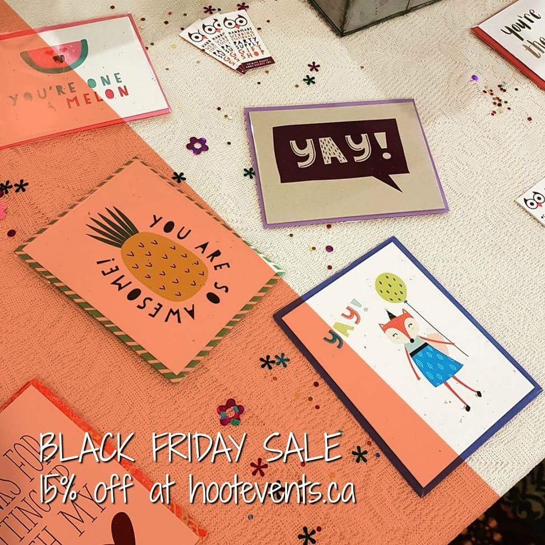hootevents's tweet photo. SHOP OUR BLACK FRIDAY SALE! 
15% off today only at hootevents.ca

#blackfriday #sale #deal #deals #promo #coupon #shopsmall #supporthandmade #handmade #handmadewithlove #createmakeshare #craftsposure #etsyshop #etsy #yeg #madeinyeg #wedding #hootevents https://t.co/Ti1QRq96Us