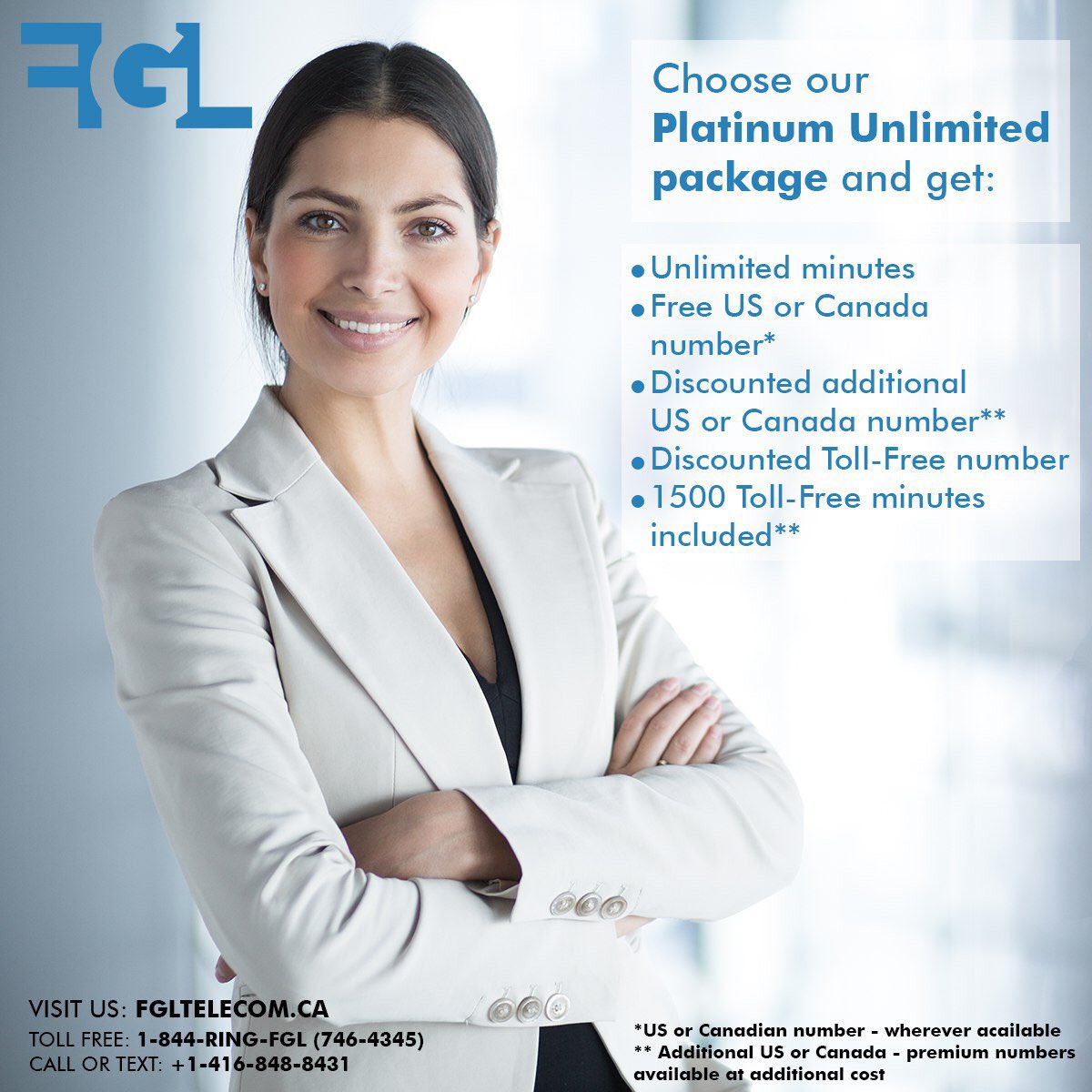 fglvoice's tweet photo. Check out what Platinum Unlimited Package offers you! #fgltelecom #Canada #discount #call #cheapcall  #freeminutes https://t.co/i3S3hV6knT