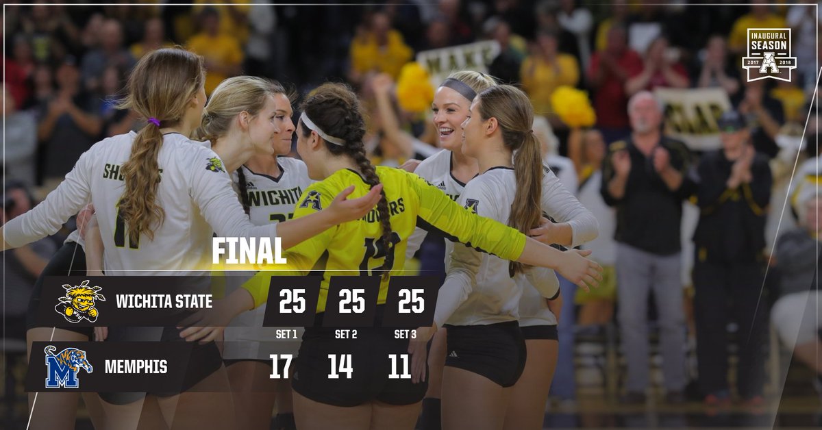 GoShockersLIVE's tweet photo. And that's a sweep! @GoShockersVB are officially undefeated in the @American_VBall conference! #watchus https://t.co/Bi2XC8GKqN