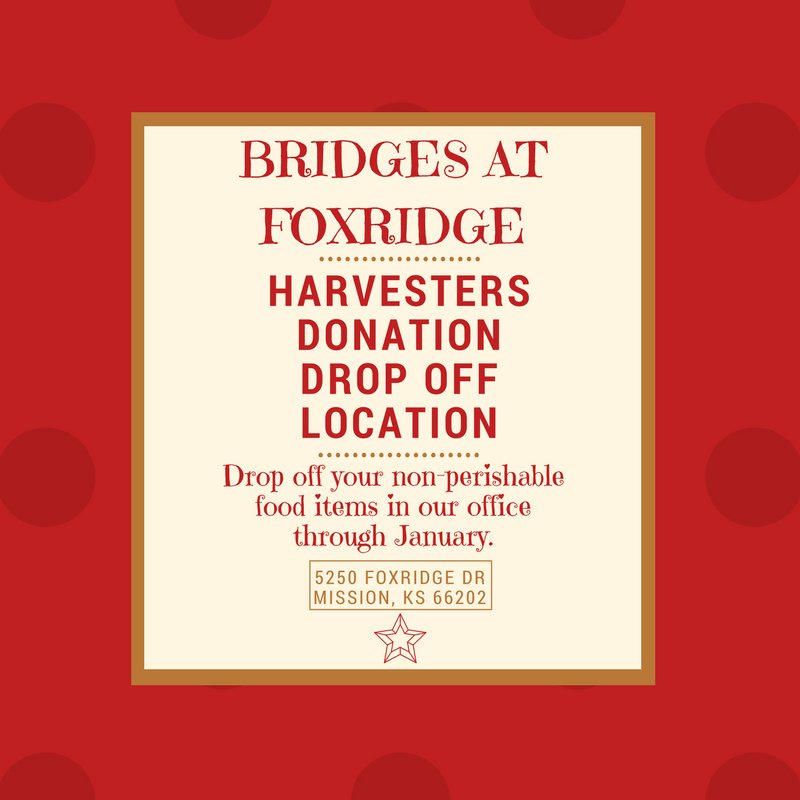 BridgesFoxridge's tweet photo. Help us #feedtheneed by filling our @HarvestersORG here at the Bridges at Foxridge office! https://t.co/dLiqdc4bun
