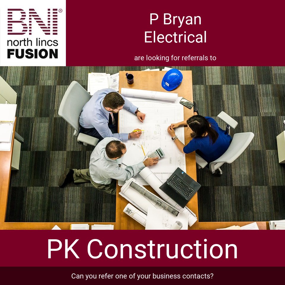 Do you know anyone who works at PK Construction?

Phil at P Bryan Electrical would love the opportunity to work with them.