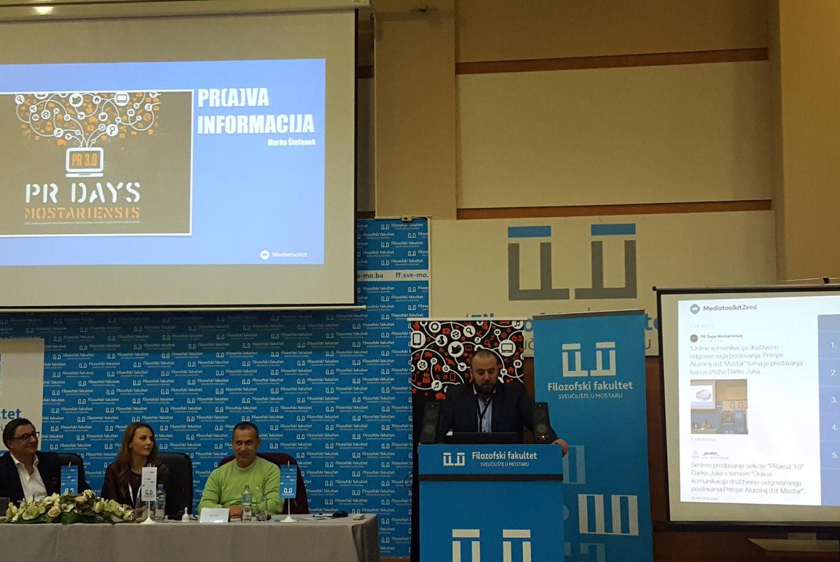 prmostariensis's tweet photo. Marko Štefanek zaključio je i posljednju sekciju "PRaksa 3.0" temom "Pr(a)va informacija.
#prdaysmostariensis #pr #prdays https://t.co/RfizmDmseH