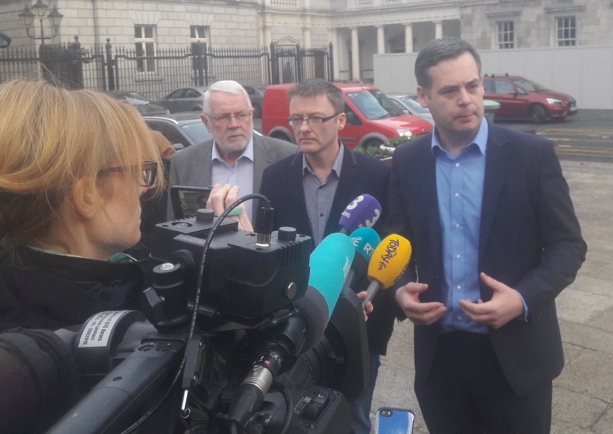 OisMacC's tweet photo. "It's quite clear that the Tánaiste's position is untenable. It is now up to Leo Varadkar to decide whether Francis Fitzgerald goes or if there is a general election." @PearseDoherty tells media outside Leinster House. https://t.co/9rWsKoIAyj