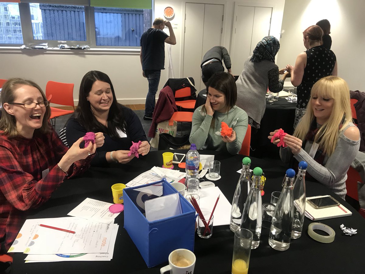 STEMglasgow's tweet photo. #STEMleaders having a go at #trickytangrams #playdohelephants #tinfoiltowers #paperhelicopters 🚁🏢🐘🔻 #STEMglasgow https://t.co/RLZihPUF5y