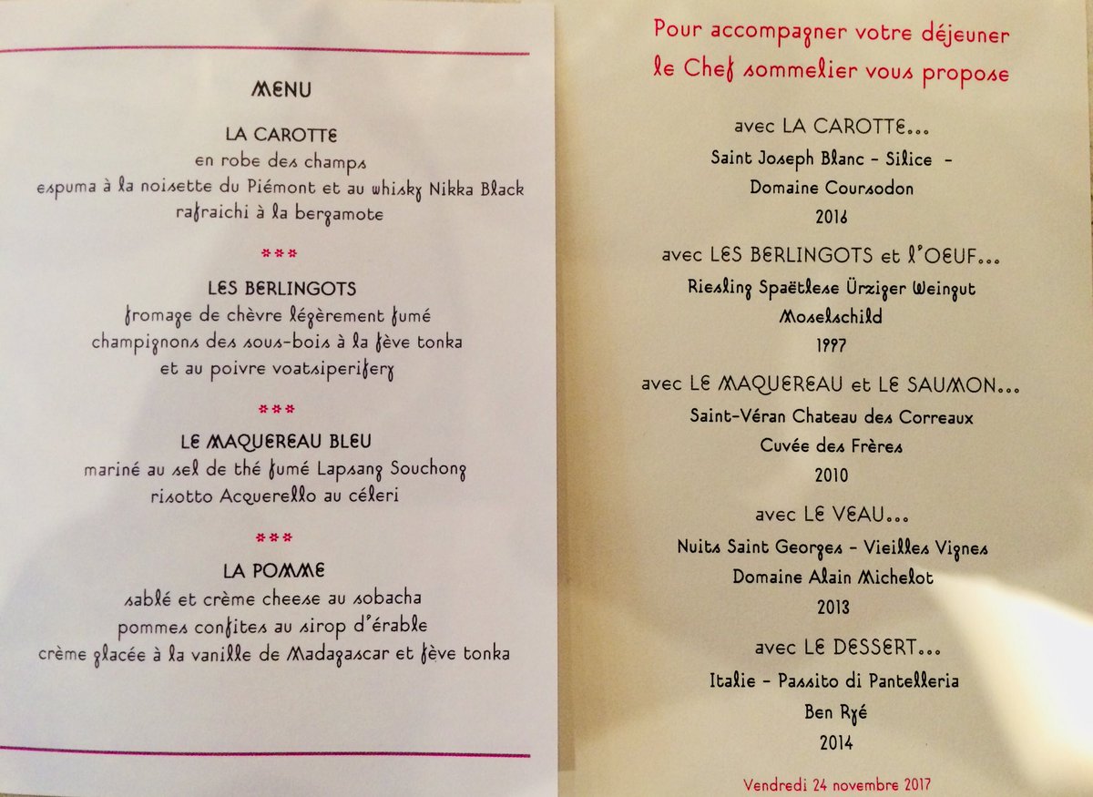 dufraism's tweet photo. ♠️Déjeuner Cuisine et Vins de France à la Dame de Pic Paris♠️ @Cuisine_VinsdeF #Damedepic #coursodon @DonnafugataWine https://t.co/XCI5VNyqVY