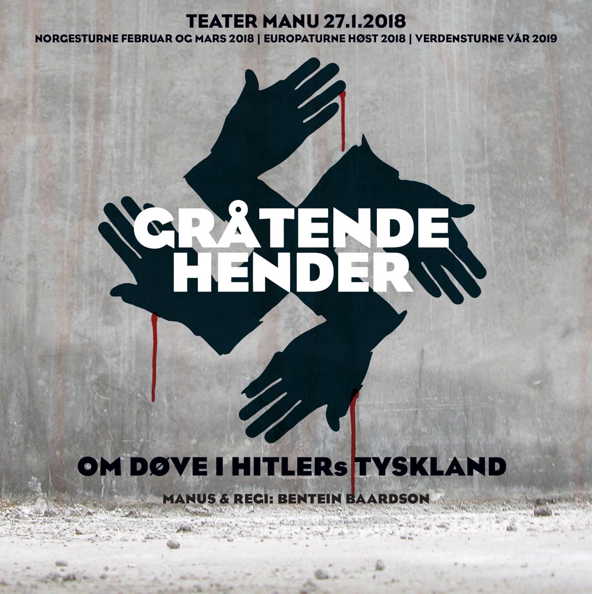 TeaterManu's tweet photo. Teater Manu og Bentein Baardson lanserer teaterproduksjon om nazismens fremvekst og funksjonshemmedes situasjon i nazi-Tyskland. Manus er blant annet basert på sanne historier fra overlevende døve. Les mer om det her: https://t.co/eg2YWn38Z5 https://t.co/xOI0JiJdiO