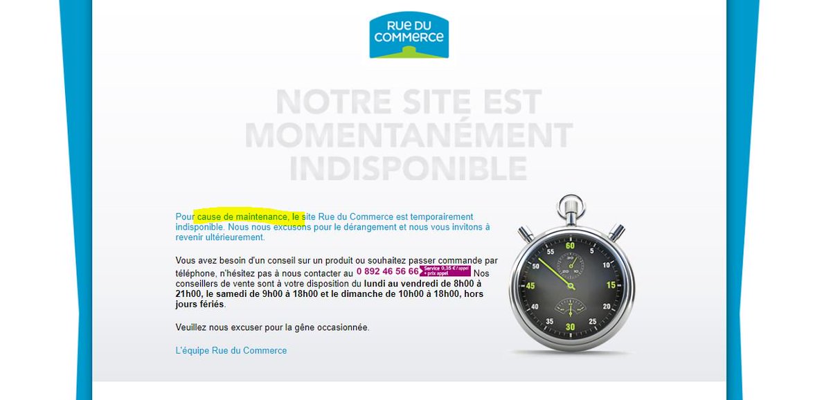 olivroche's tweet photo. @rueducommerce bonne idée de faire une maintenance le jour du #blackfriday ;-)  #badjoke Bon courage à vous !! #rueducommerce  #fail #out #ecommerce https://t.co/2QG5MZKT5F