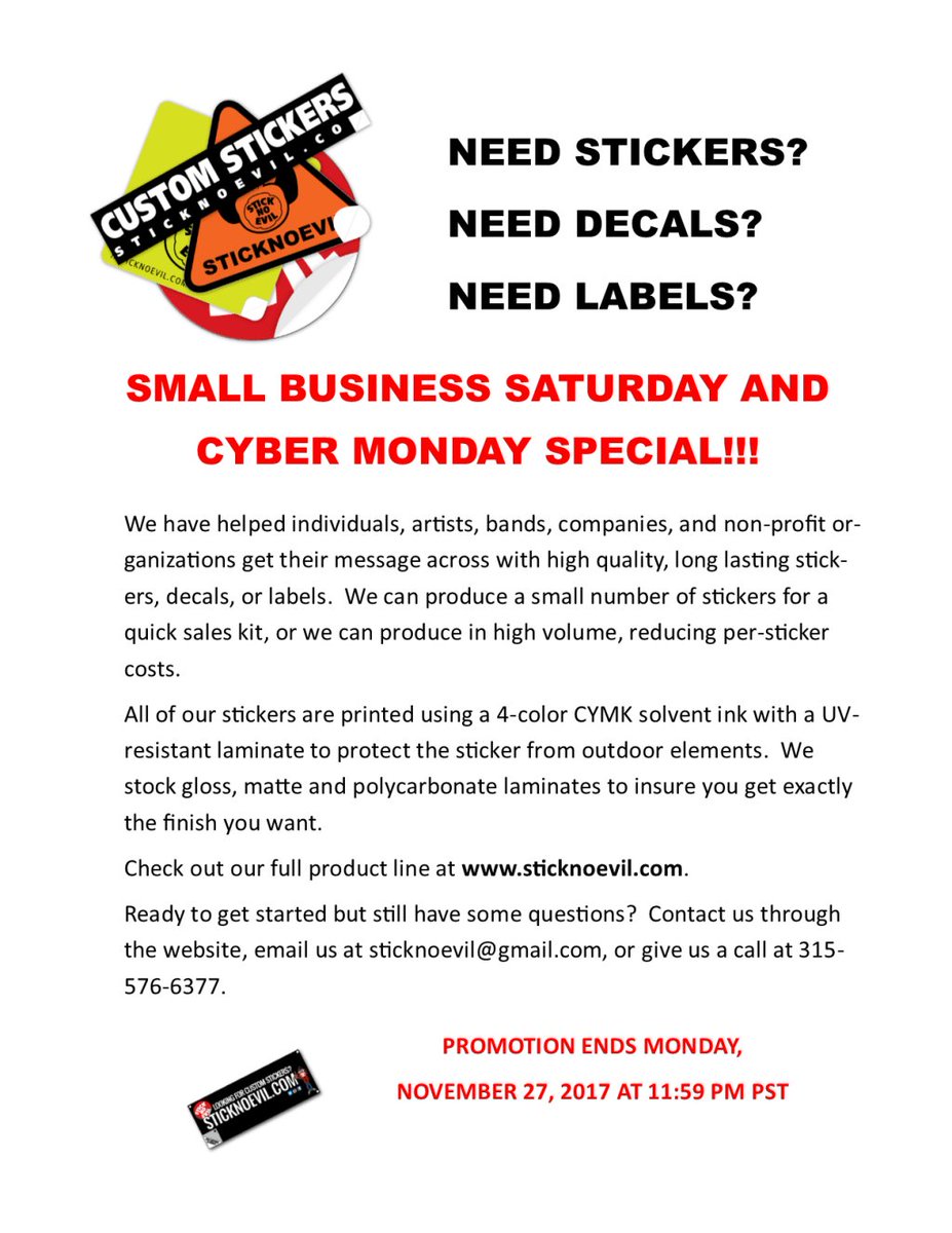 StickNoEvil's tweet photo. SMALL BUSINESS SATURDAY AND CYBER MONDAY SALE – 15% OFF ALL ORDERS! https://t.co/E9agXS2zFd https://t.co/0UuORSYz1R