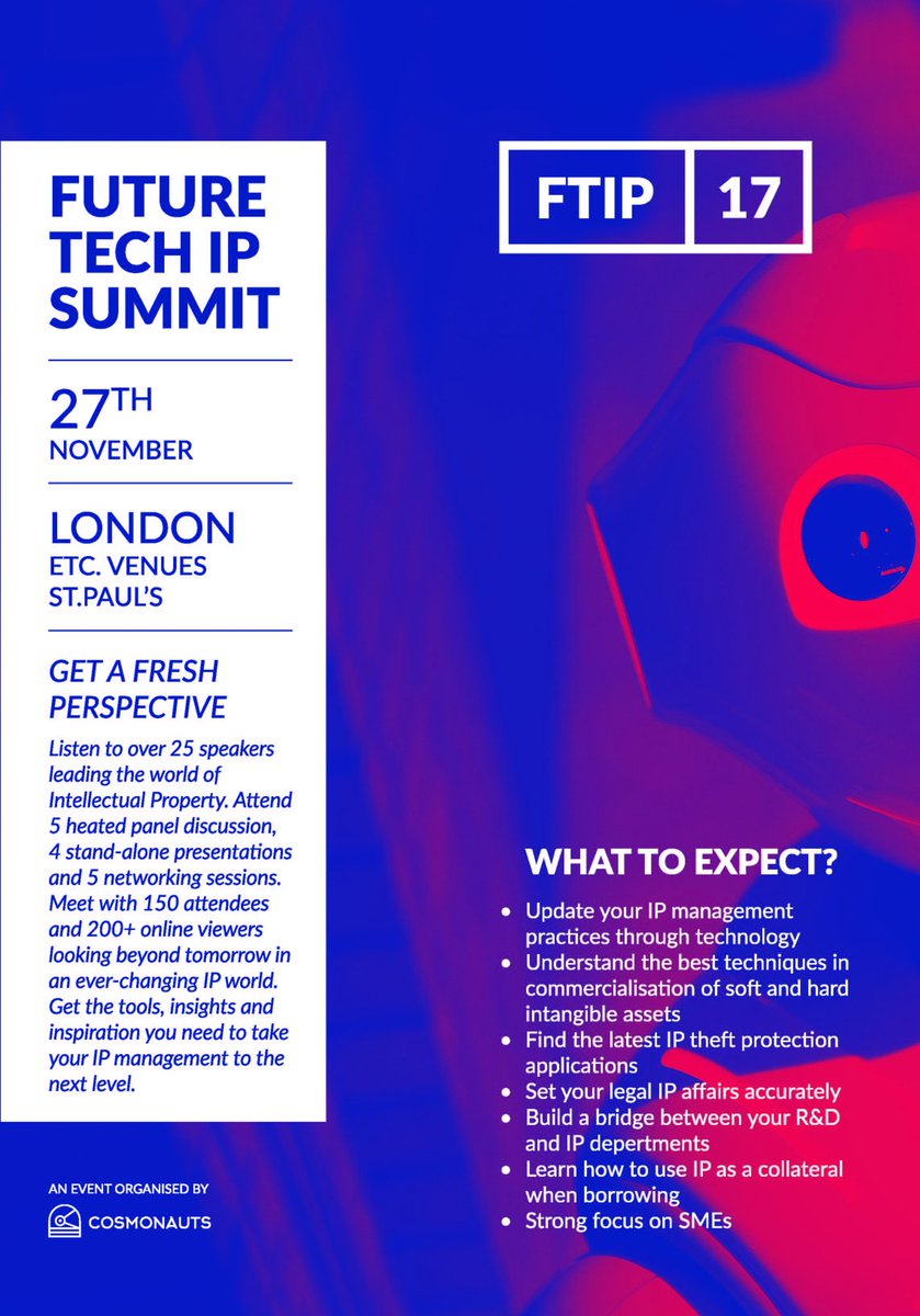 RWSIPServices's tweet photo. On Monday, our team members Candida Jaco and Austyn Hardy will be exhibiting at @CosmonautsLtd 's Future Tech IP Summit 2017 in St Pauls, London. We look forward to seeing those attending at the event! #FTIPSummit17 https://t.co/AtI0mmpFYz