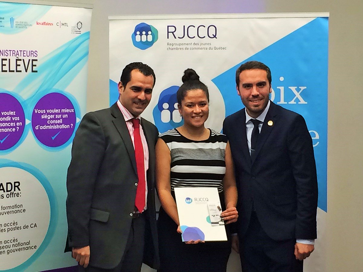 leadershipmtl's tweet photo. Le @RJCCQ organisait hier la soirée "Maximiser son pouvoir d'influence sur les CA". Trois membres du Groupe des Trente y étaient. Félix Zogning était panéliste tandis que Wendy Chavez et Daniela Acosta Montana ont reçu leur attestation ADR. Bravo ! @ConcertationMTL https://t.co/XCSdVMFWhe