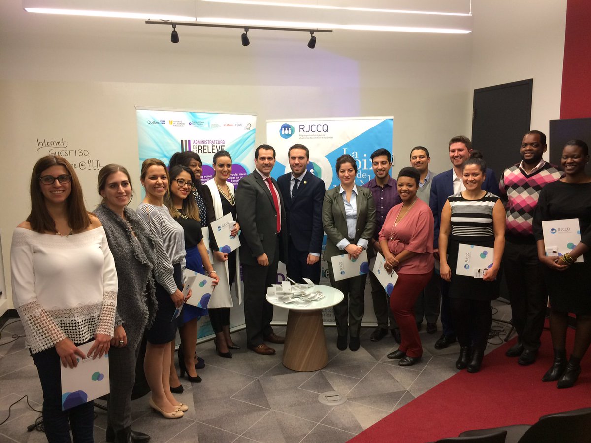 leadershipmtl's tweet photo. Le @RJCCQ organisait hier la soirée "Maximiser son pouvoir d'influence sur les CA". Trois membres du Groupe des Trente y étaient. Félix Zogning était panéliste tandis que Wendy Chavez et Daniela Acosta Montana ont reçu leur attestation ADR. Bravo ! @ConcertationMTL https://t.co/XCSdVMFWhe