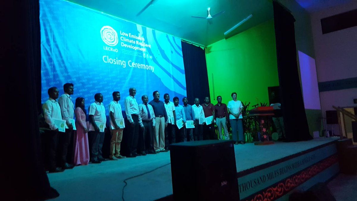 UNMaldives's tweet photo. "I can proudly say that many ground-breaking initiatives began with @LECReDProgramme which will now be replicated to other Atolls and islands in the Maldives and beyond" said @WHOMaldives rep @AMATHUR1007. We thank all partners 4 all ur hard work for #ClimateAction https://t.co/n0mGPU87W3