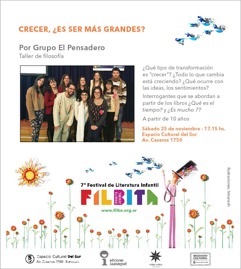 ¡Ya está en marcha #FILBITA! 👏👏👏👏 Recuerden que este #sábado los esperamos con taller de #filosofía con niños junto a Grupo El Pensadero 😃📚 ¡para pensar sobre este asunto -un tanto complicado!- de #crecer!
Programa y toda la info: filba.org.ar/filbita/filbit… - <a href="/FundacionFilba/">Filba Literatura</a>
