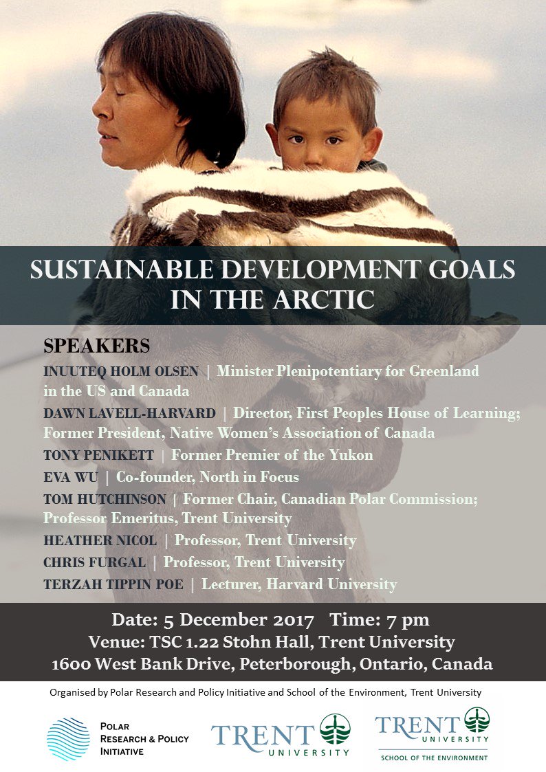 Karen_G_Everett's tweet photo. .@PolarRPI and .@TrentUniversity are hosting an event on Sustainable Development Goals in the Arctic on December 5 at 7pm. Looks interesting and can't wait! #Arctic #SDGs https://t.co/9yWPRuEiAb