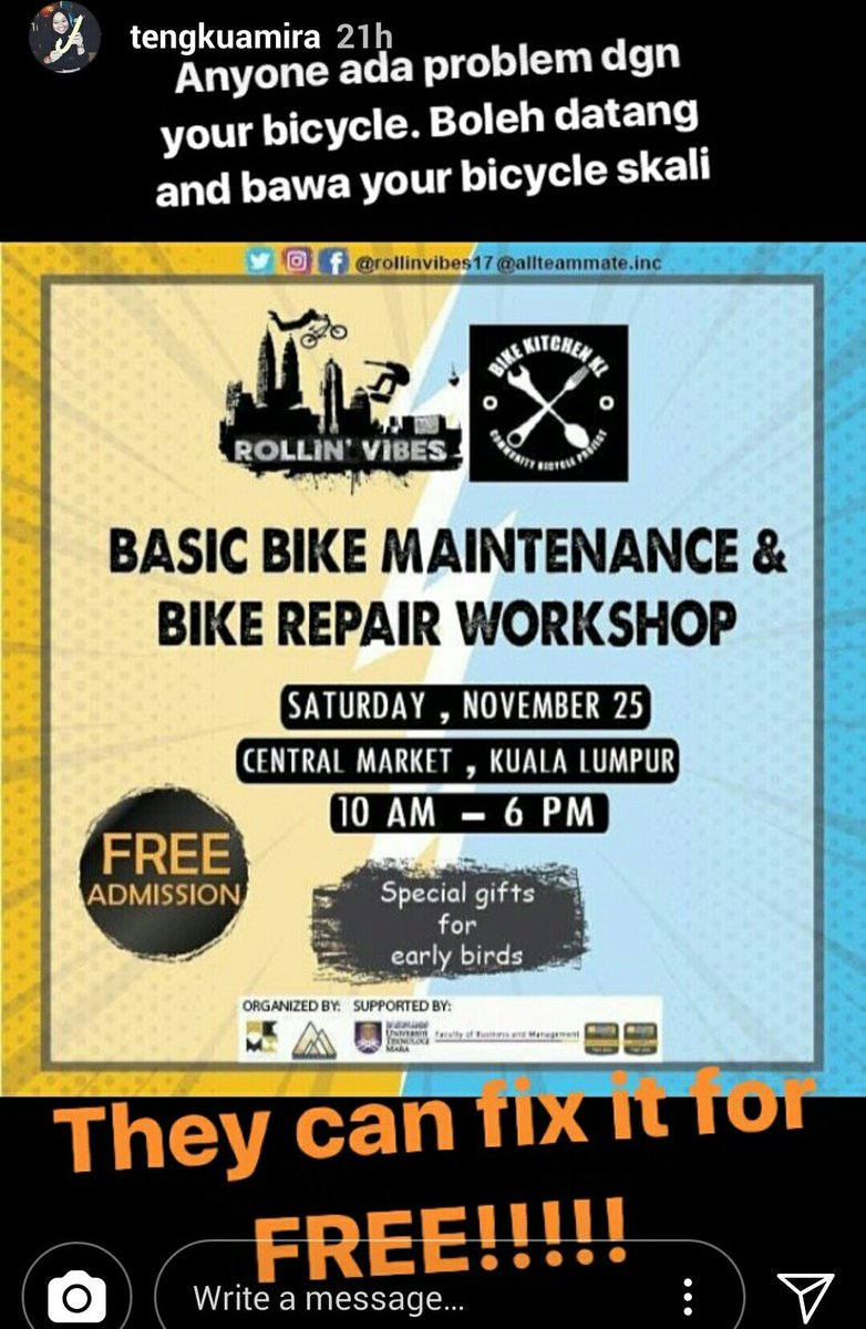Laliquea's tweet image. Guys, DO COME &amp;amp; SUPPORT ! 🔥

📆: 25th Nov
📍: Central Market, Kuala Lumpur
⌚: 10am - 10pm

🔥BMX &amp;amp; SKATEBOARD COMPETITION, PRIZES UP TO RM4000! 💰
🔥Bike Maintenance
🔥 Local Brand Vendors 
🔥 Live Perfomance
🔥Lucky Draw 

For more info, 
@rollinvibes17 @AllteammateInc