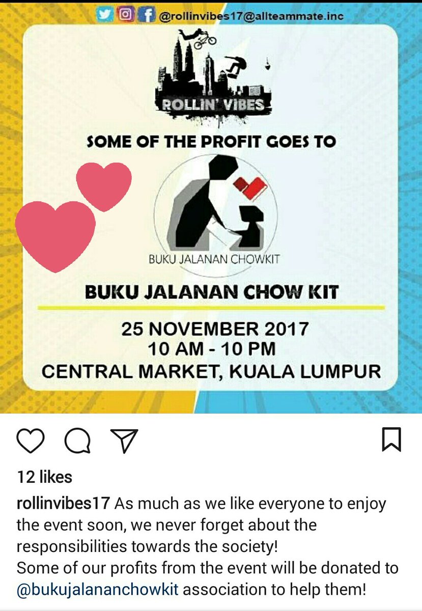 Laliquea's tweet image. Guys, DO COME &amp;amp; SUPPORT ! 🔥

📆: 25th Nov
📍: Central Market, Kuala Lumpur
⌚: 10am - 10pm

🔥BMX &amp;amp; SKATEBOARD COMPETITION, PRIZES UP TO RM4000! 💰
🔥Bike Maintenance
🔥 Local Brand Vendors 
🔥 Live Perfomance
🔥Lucky Draw 

For more info, 
@rollinvibes17 @AllteammateInc