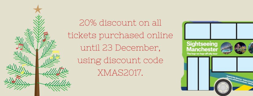 Has your #BlackFriday been a bit of a flop? Not to worry, our 20% off discount runs until December 23rd! Book now &amp; explore the magnificent city of #Manchester! 
🚌sightseeingmanchester.com