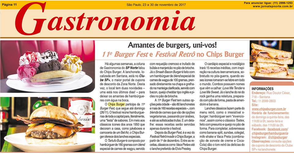 sg_comunicacao's tweet photo. Amantes de burger, uni-vos! ♥️🍔 Siga a dica do @jornalspnorte e aproveite o último fim de semana do #BurgerFest para experimentar as delícias do #ChipsBurger, e programa-se para experimentar as criações da casa para o Festival Retrô, que começa no dia 01/12. Imperdível! https://t.co/WmOvmm6n7i