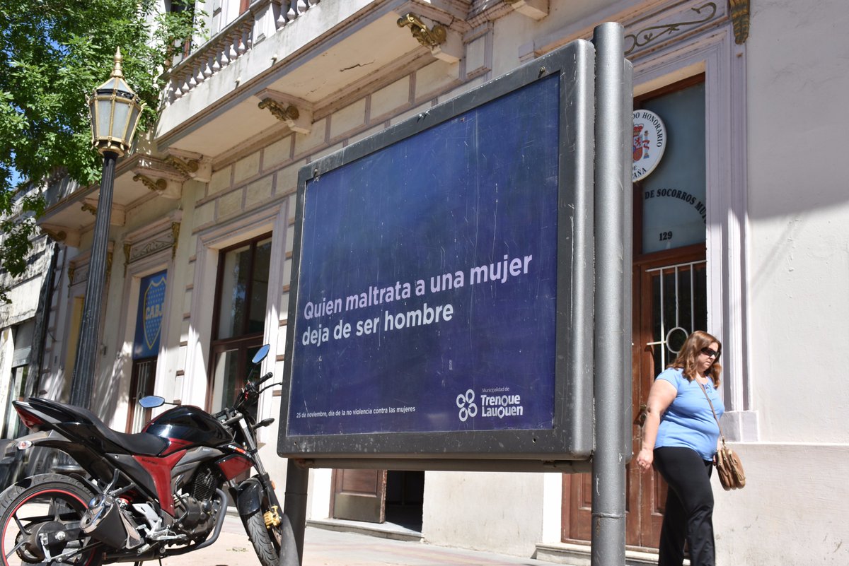 TLauquen's tweet photo. La Municipalidad se sumó a la campaña de concientización por el Día Internacional de la No Violencia contra la Mujer. https://t.co/Gl2BqedJob
