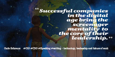 CarloSchreurs's tweet photo. "Successful companies in the digital age bring the 'screenager' mentality to the core of their leadership".     Please RT @CarloSchreurs @evankirstel #sharingisnice #quote https://t.co/zHUwDcUc5f