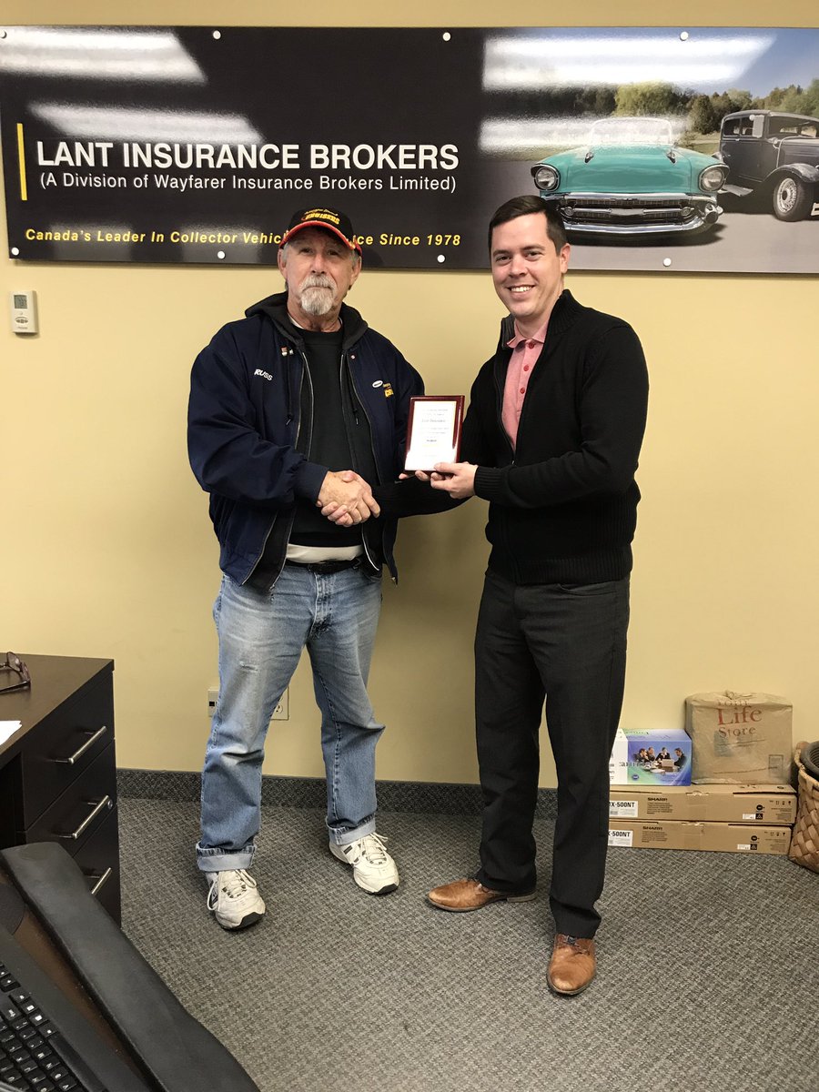 Way_Ins_Group's tweet photo. Russ Philp from the Wasaga Beach Cruisers presents our very own @mikewilson0054 a plaque for our contribution to their #carshow this past #summer https://t.co/ByHkch17i0