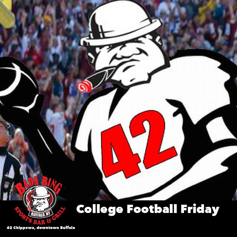 BadaBingBuffalo's tweet image. College football today, including a home game for UB.  #2Miami visits Pitt at noon and Baylor heads to #12TCU.  Bring it to the Bing for the best football action.