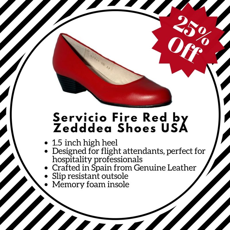 ZeddeaUSA's tweet photo. Looking to add a POP of color to our uniform or everyday look? Our Servicio in Fire Red will do the trick! Now 25% off until Monday!

#zeddeausa #walkingonair #heels #flightattendant #hospitality #aviation #nonslipshoes #leather #handcrafted #hotel #restaurant #blackfriday https://t.co/QugP9q6Vfp