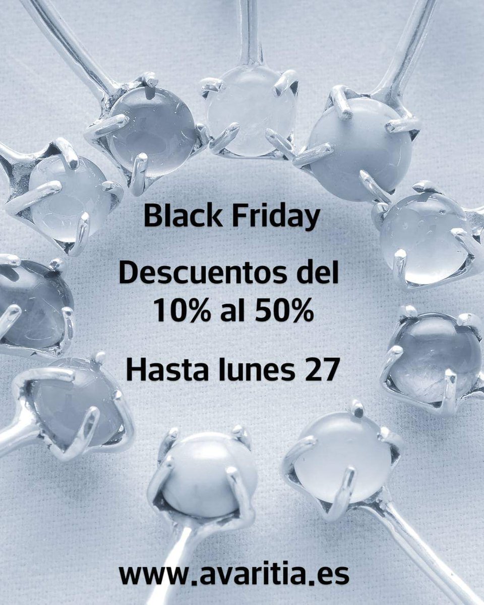 avaritiajewels's tweet photo. Descuentos del 10% al 50%. Hasta el lunes 27, selección de piezas de.nuestro catalogo. No se incluyen los personalizados o cambios de talla de los ofertados.
.
Web ➡ https://t.co/y9nqdQHSvL
.
#JoyeriaDeAutor #descuentos #rebajas #avaritia #quierounAVARITIA https://t.co/iIR3jG6fGC