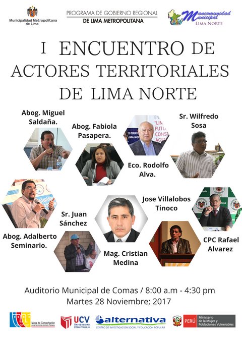 Alternativacent's tweet photo. La mancomunidad de Lima Norte es la unión de nueve Municipalidades distritales que buscan fomentar el progreso de sus comunidades... https://t.co/gfwp5EUrZv