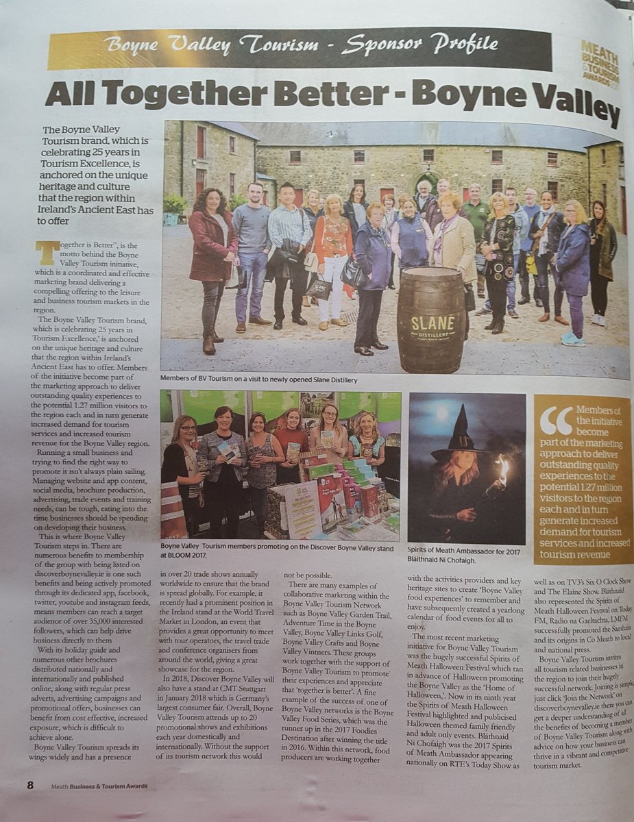 DiscoverBoyneV's tweet photo. Pick up this week's Meath Chronicle for a lovely feature about the Boyne Valley Tourism brand and the work that we do to promote the region. We are delighted to sponsor the #Meath Business &amp; Tourism Awards in @NewgrangeHotel tonight. Good luck to all the finalists! #MBTAwards2017 https://t.co/SsGzLEgg7G
