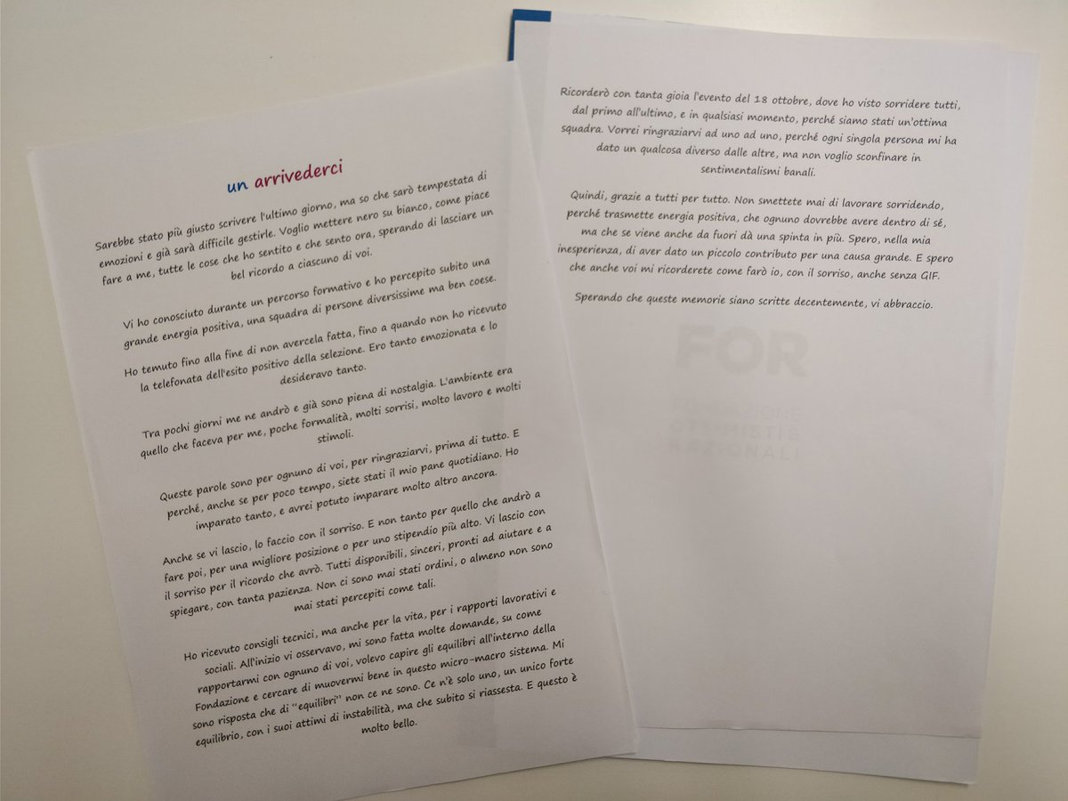 ORazionali's tweet photo. Un pomeriggio emozionante in Fondazione: abbiamo trovato una lettera di saluto che @mficola1 ci aveva sapientemente nascosto. Grazie Maggie per le splendide parole, ci mancherai! https://t.co/PMuo3jYz2Z