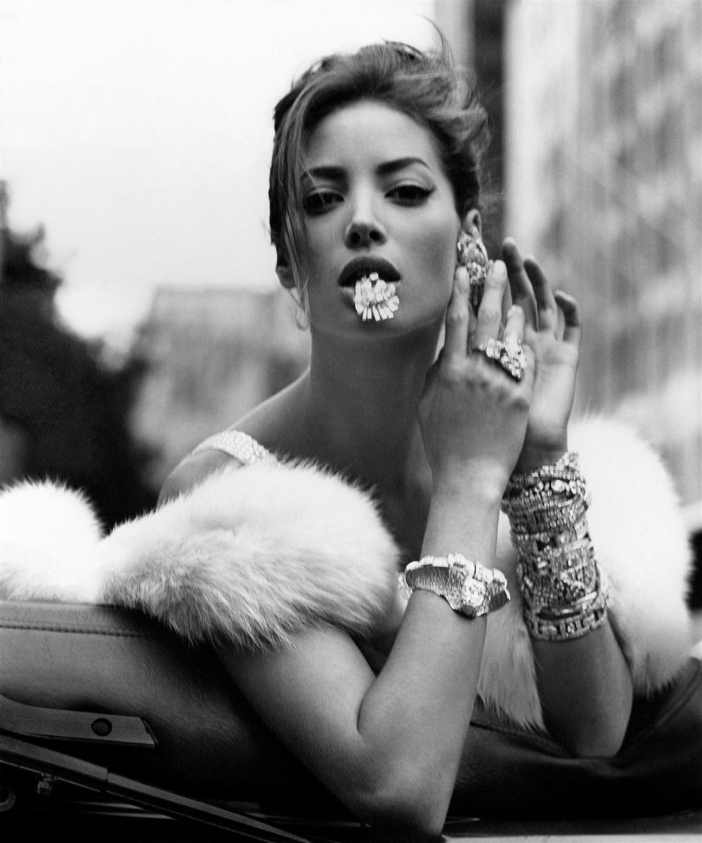 #fbf to <a href="/CTurlington/">Christy Turlington Burns</a> in a layered diamond look for the December 1989 issue of <a href="/voguemagazine/">Vogue Magazine</a>. #FredLeighton