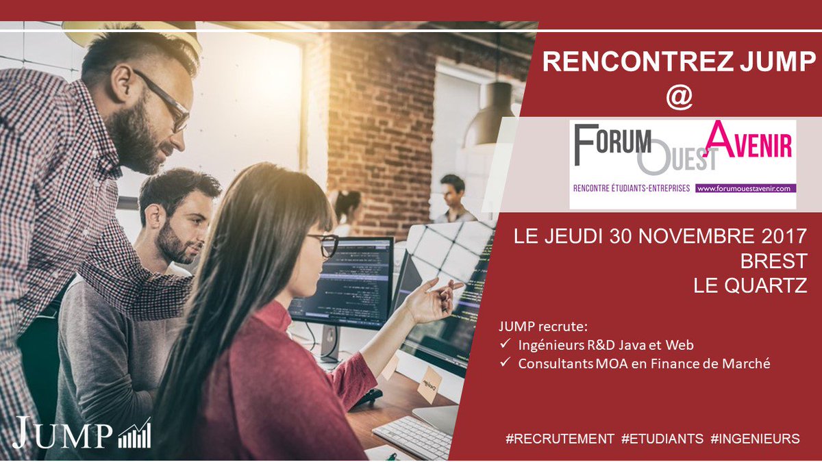 Retrouvez JUMP au forum Ouest Avenir le 30 novembre à Brest ! #recruitment #developers #Software