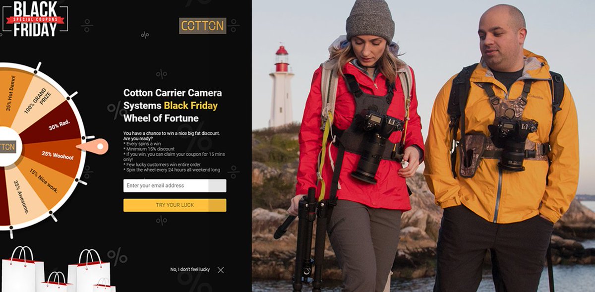 Can you say discounts?? Every spins a win with our CCS Black Friday Wheel of Fortune. Save big all weekend long. cottoncarrier.com
#harnessyourphotography