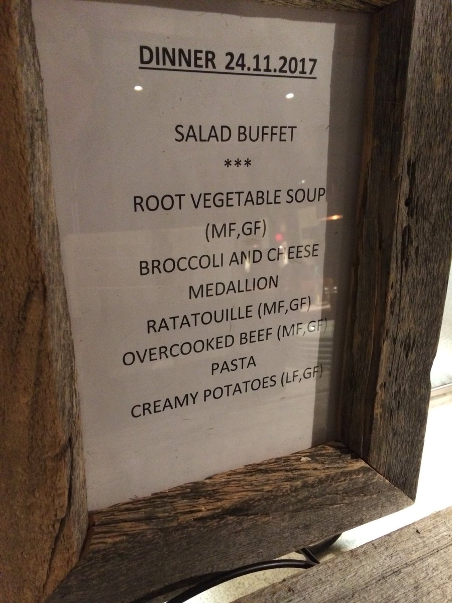musgraveandrew's tweet photo. On the menu for dinner at the athlete’s hotel: “overcooked beef” 😂 #translationtroubles https://t.co/z5eAvkIIaL