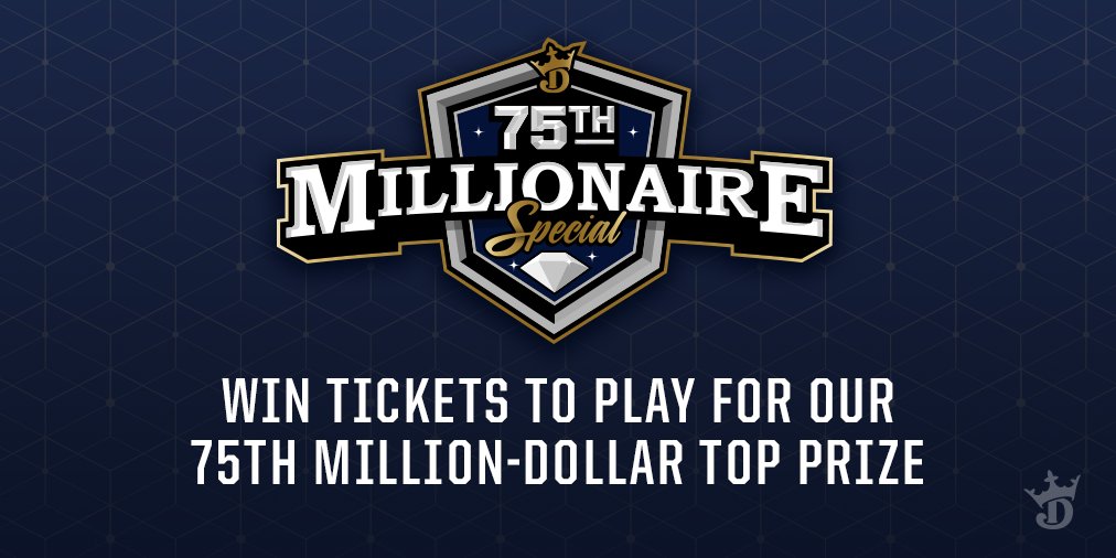 DraftKings's tweet photo. 🚨BLACK FRIDAY SPECIAL🚨

More tickets into our 75th Millionaire Special are up for grabs. To enter:
☝️ Follow us
✌️ RT this

20 winners will be selected tomorrow (11/25) at 12pm EST: https://t.co/836CfjAMse https://t.co/pRwbowiC4A