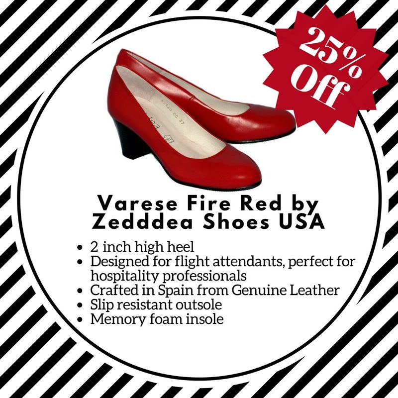 ZeddeaUSA's tweet photo. The Fire Red Varese will add some color to our uniform but won't burn up your cash! 25% off now until Monday.

#zeddeausa #walkingonair #heels #flightattendantlife #fashion #flightattendant #hospitality #aviation #nonslipshoes #leather #handcrafted #hotel #restaurant #blackfriday https://t.co/P6CooiGJJe