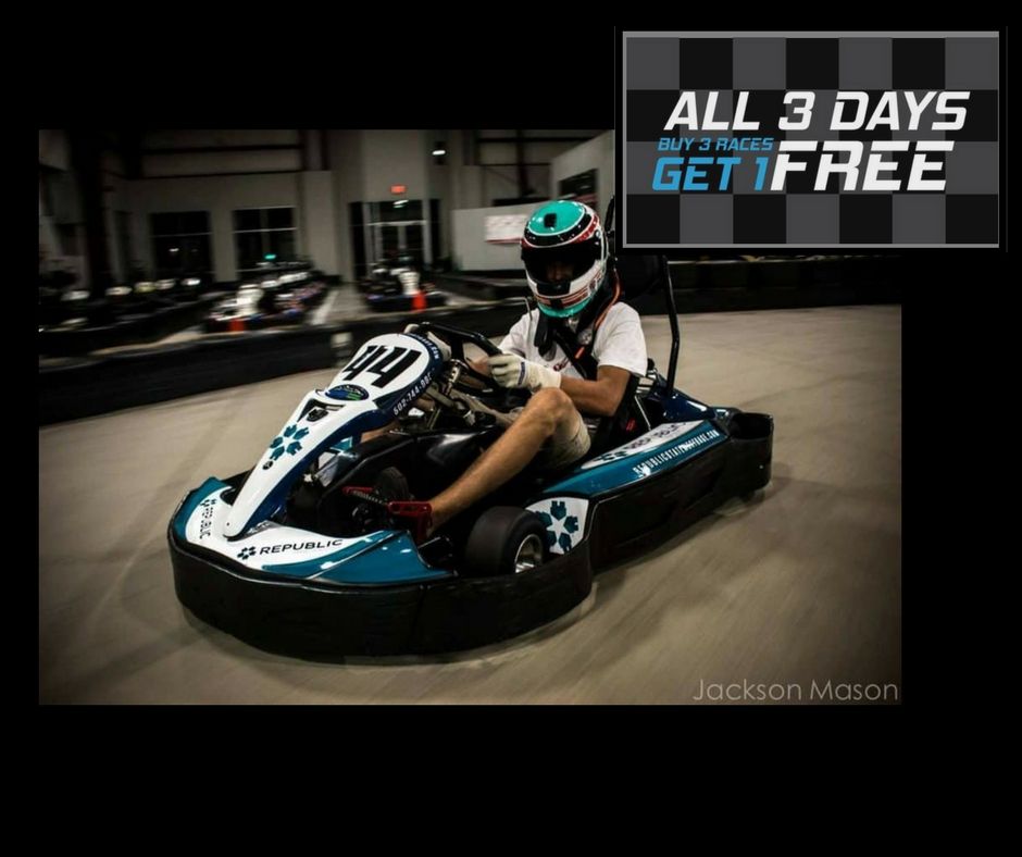 Grab your friends and family and make the most of your time off. Friday, Saturday, and Monday... Buy 3 races and get 1 free!!