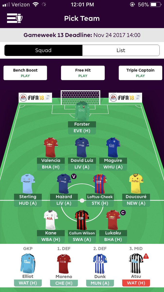 efay9's tweet photo. My #FPL team for #GW13 #FPLCOMMUNITY #fplcomm #FFS #ffscomm https://t.co/6P3uaHszTX