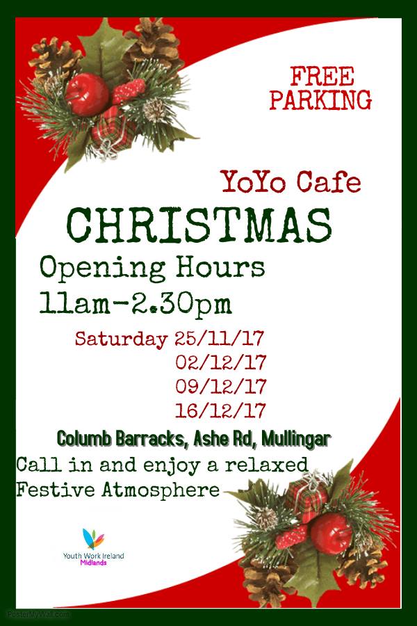 Mgar_Chamber's tweet image. CHRISTMAS CAFE
The students at Mullingar Eye are working towards their QQI &amp;amp; Gaisce Presidents awards are opening a fabulous Christmas Cafe every Saturday for the next 4 weeks at Columb Barracks

🎅 Open 11am - 2.30pm
🎅 Free Parking
🎅 Fabulous Menu
🎅 Amazing Prices

#Mullingar