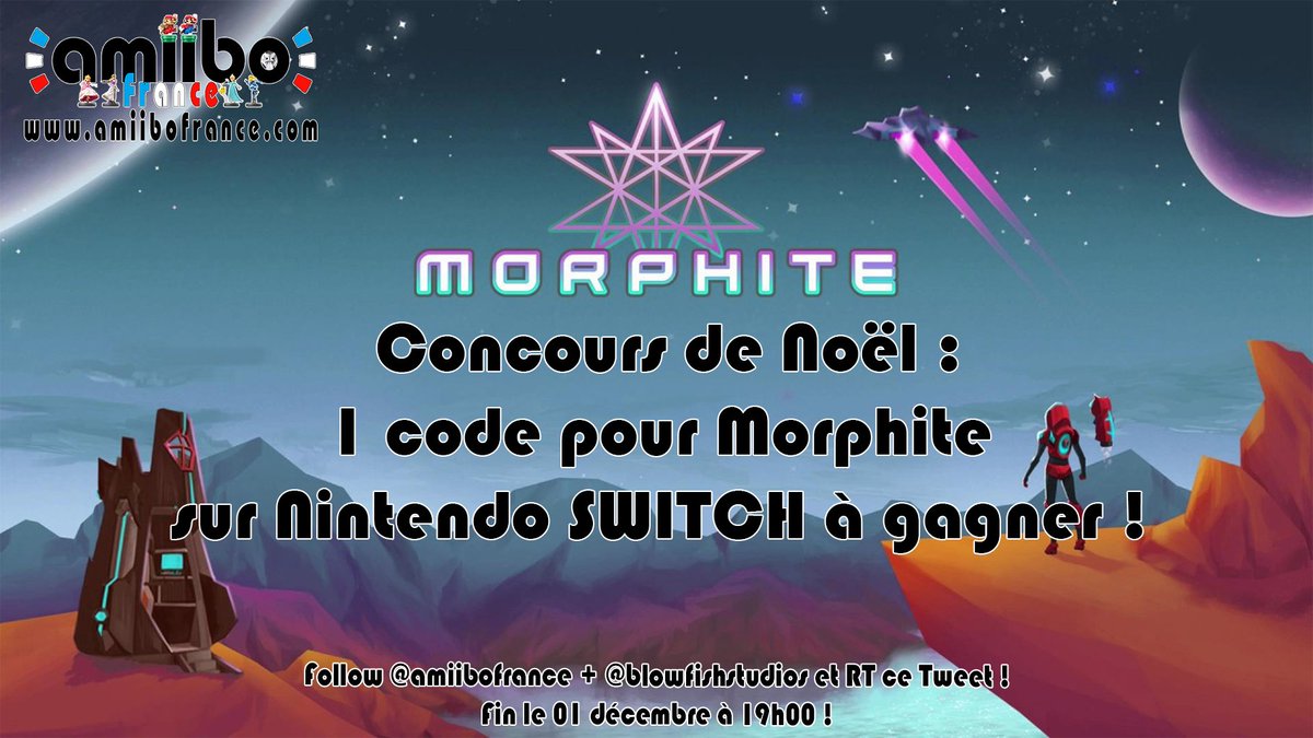 AlertEtGo's tweet photo. Calendrier de l'avent : Concours un code pour Morphite sur Nintendo Switch à gagner !
Follow @amiibofrance + @blowfishstudios et RT ce tweet ! Fin le 01/12 à 19h. https://t.co/LKlF4Ave0q