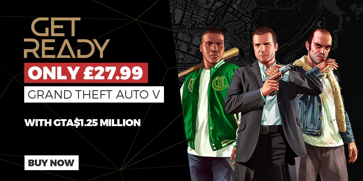 GAMEdigital's tweet photo. Start your criminal empire with GTA$1.25 MILLION free when you buy Grand Theft Auto V
https://t.co/7EcQ01K2R5 https://t.co/9mTlM49OqD