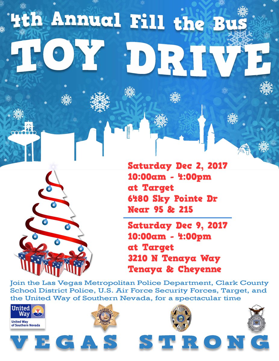 UWSN's tweet photo. Are you shopping today for #BlackFriday? Don't forget to purchase a toy for the 4th Annual Fill the Bus Toy Drive with @LVMPD, @ccsdpd, @usairforce Security Forces, and @Target! https://t.co/1H5Kdf2HQg