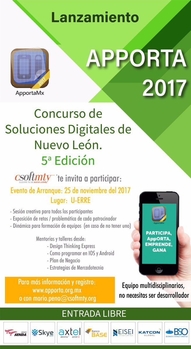 Csoftmty's tweet photo. Revisa todo lo que mañana 25 de noviembre #Apporta tiene para ti en la @URegiomontana https://t.co/WV3uugFzOU https://t.co/08GzjsGRCF