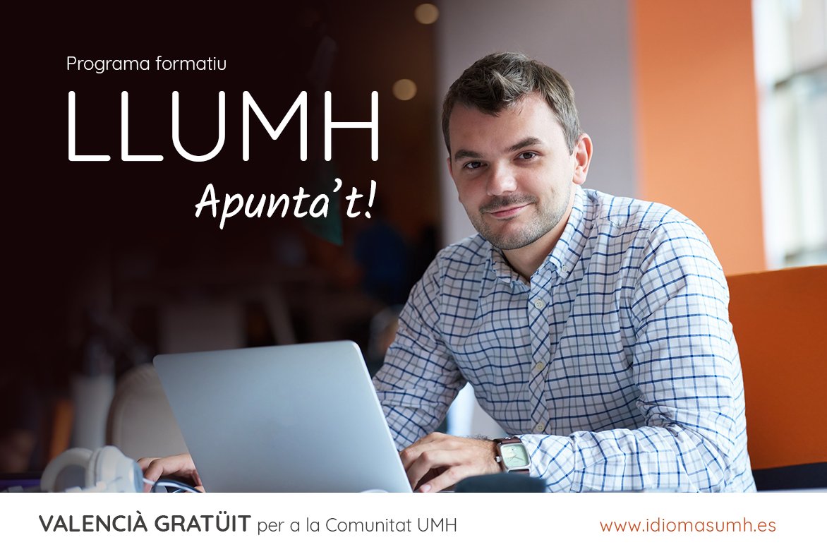 IdiomasUMH's tweet photo. Si eres estudiant @UniversidadMH pots accedir a la plataforma #LLUMH i començar a reforçar el teu nivell de #valencià 🔝 https://t.co/9ZTdR07Bjk https://t.co/KNYtYe9atO